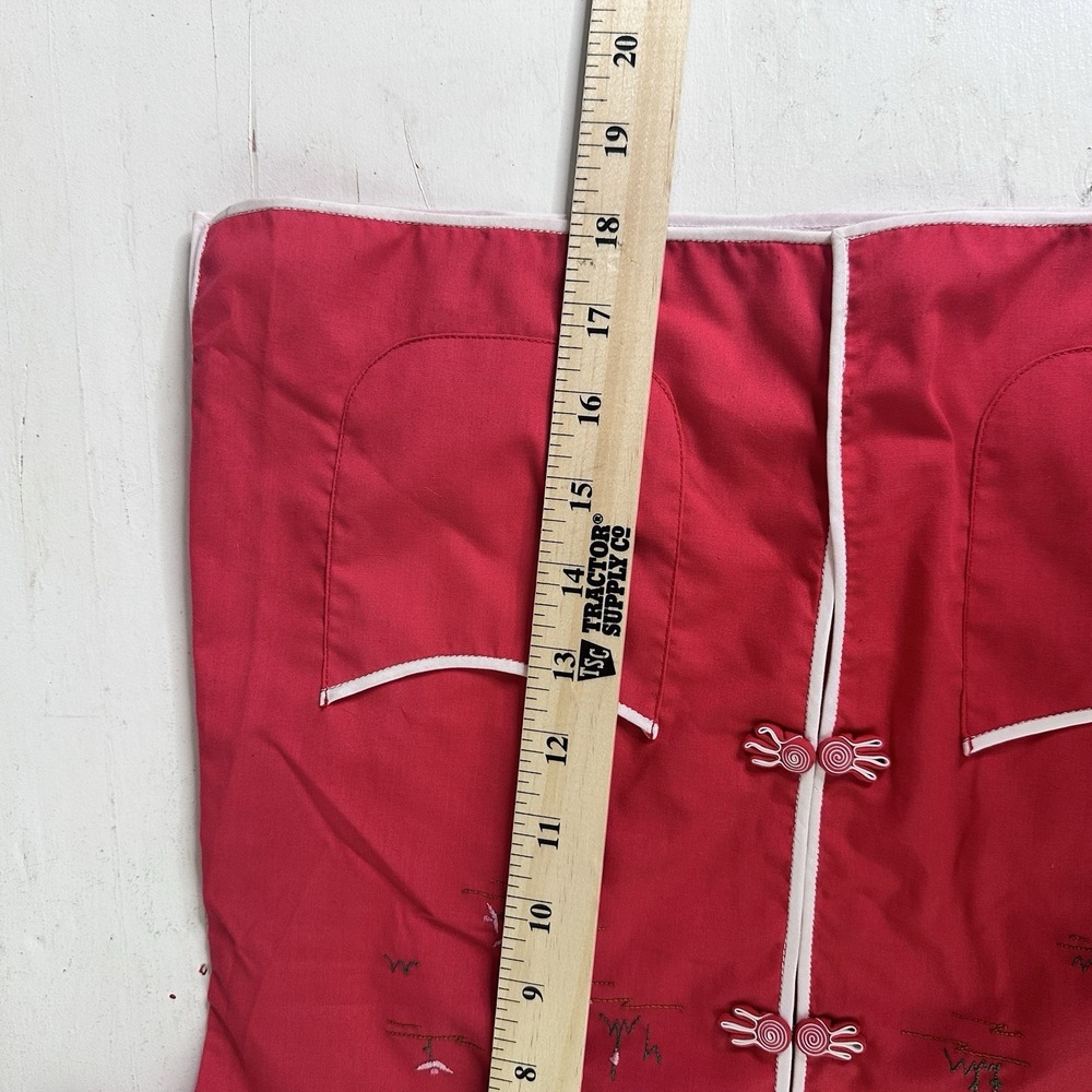 Vintage Daffodil Child's Embroidered Red Chinese 2 Piece Play Outfit Top Pants 8 - Picture 13 of 15